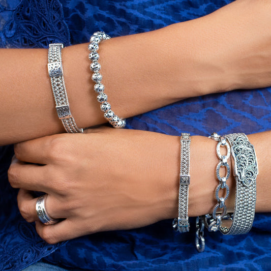 LH Scroll 8mm Bead "ABY" Stretch Bracelet