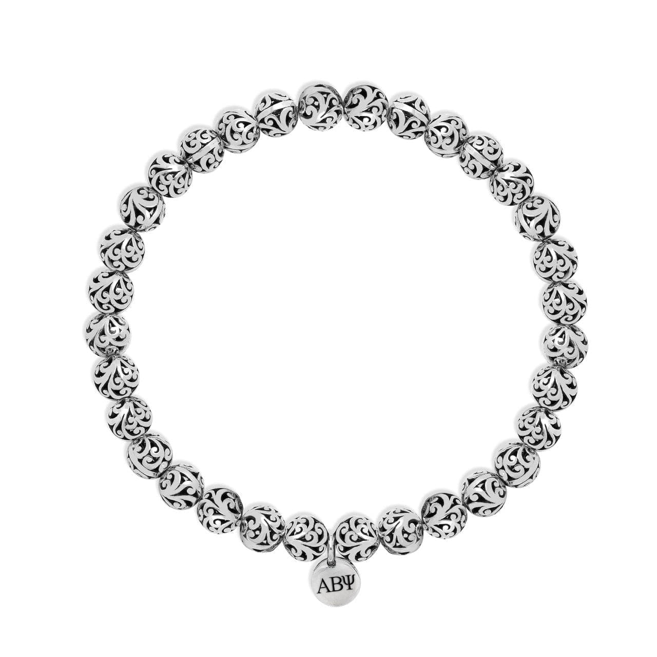 LH Scroll 6mm Bead "ABY" Stretch Bracelet