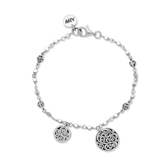 Personalized Scroll Disc "ABY" & Little "Blessed" Disc Wire-Wrapped Bracelet