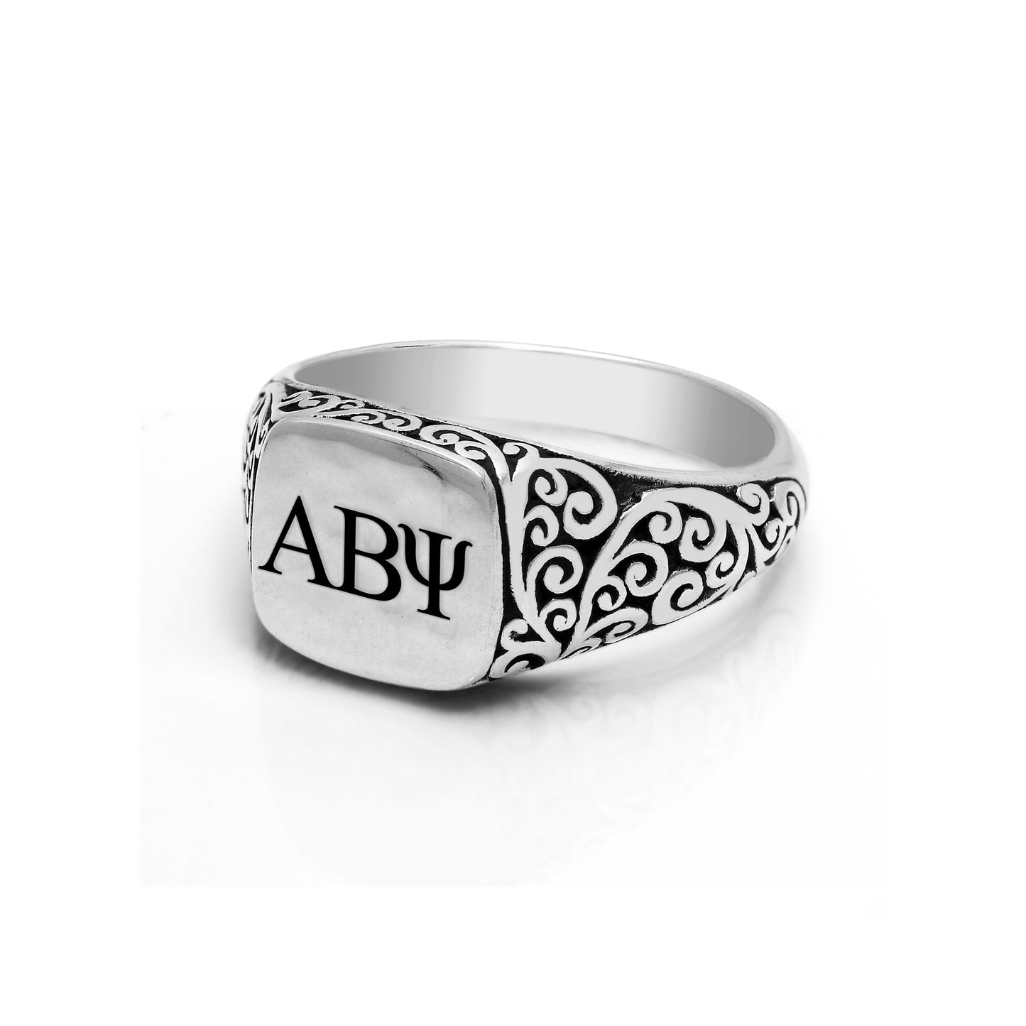 "ABY" Small Square Alphabet Signet Ring