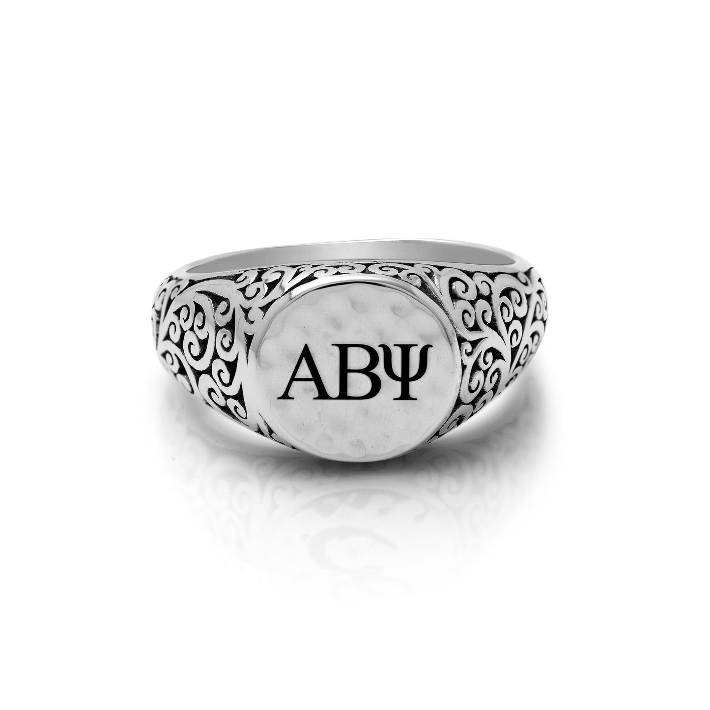 "ABY" Small Round Alphabet Signet Ring