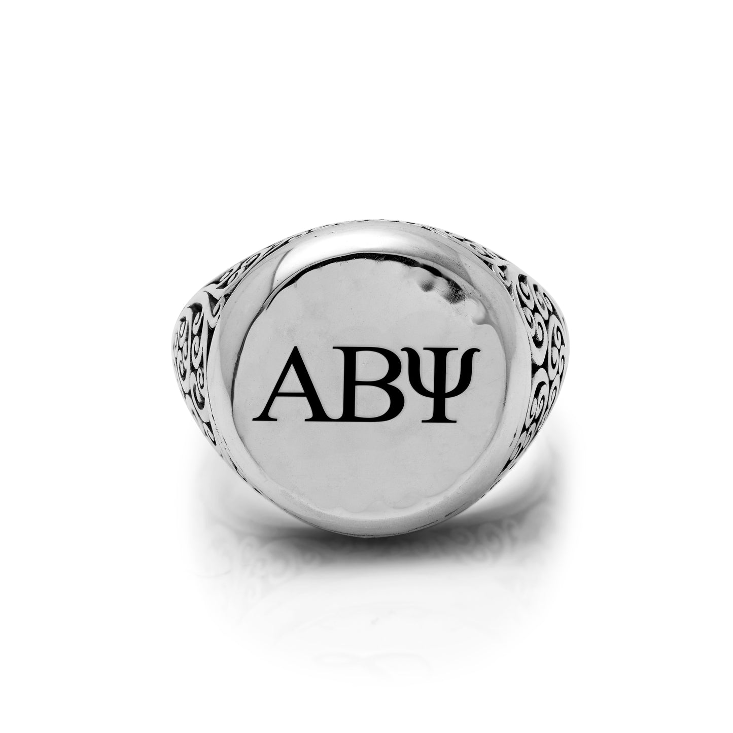 "ABY" Large Round Alphabet Signet Ring