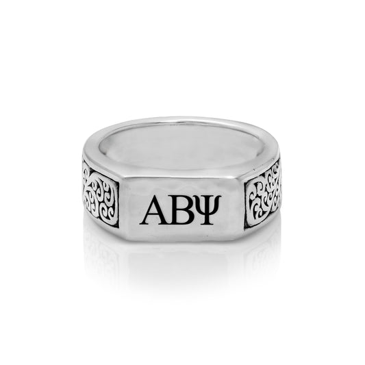 "ABY" Rectangular Alphabet Signet Ring