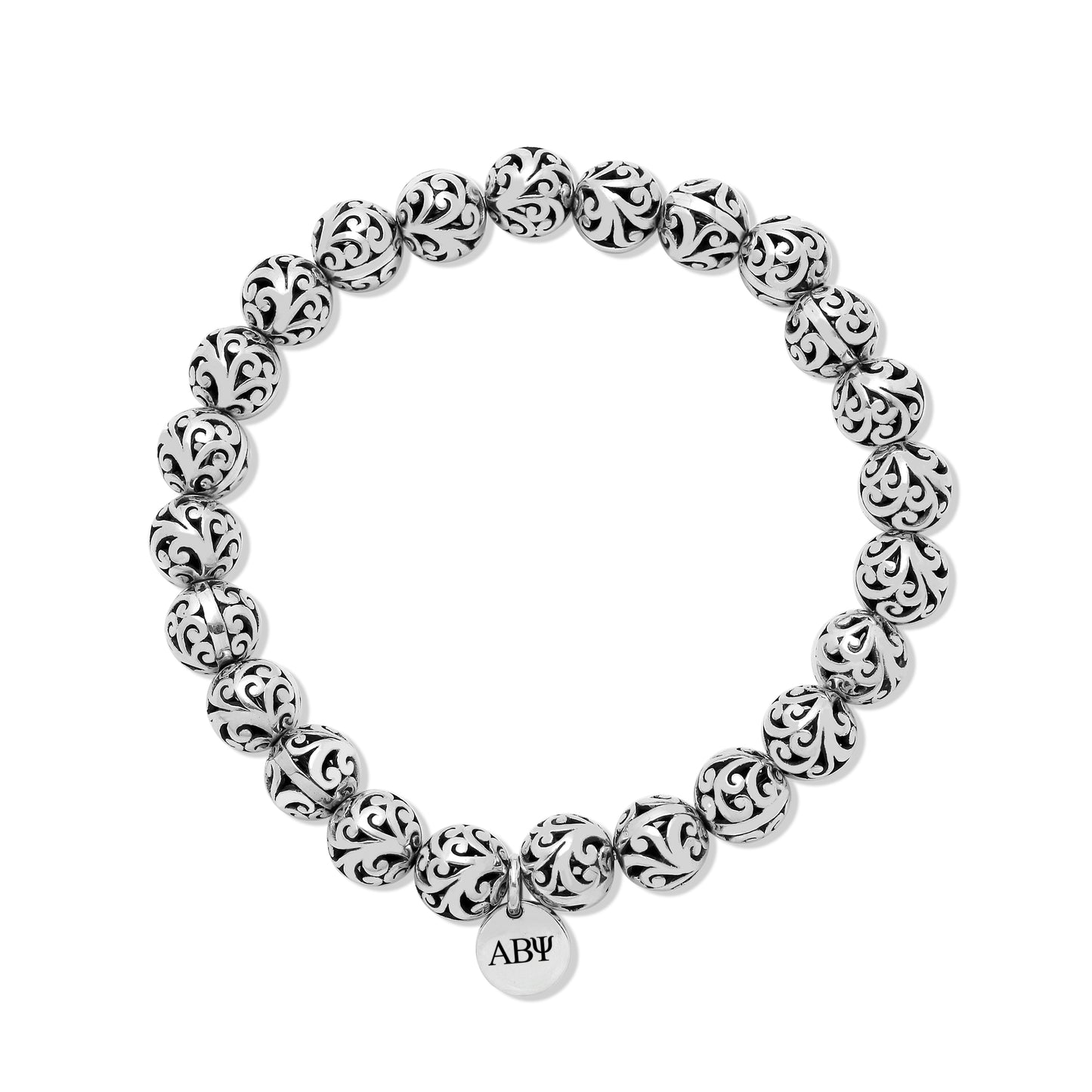 LH Scroll 8mm Bead "ABY" Stretch Bracelet