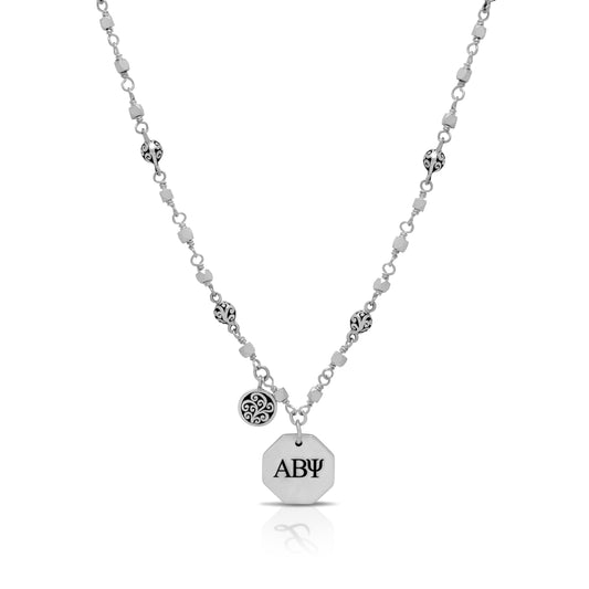 Personalized with Octagonal Charms "ABY" Wire-Wrapped Necklace (17''-20'')