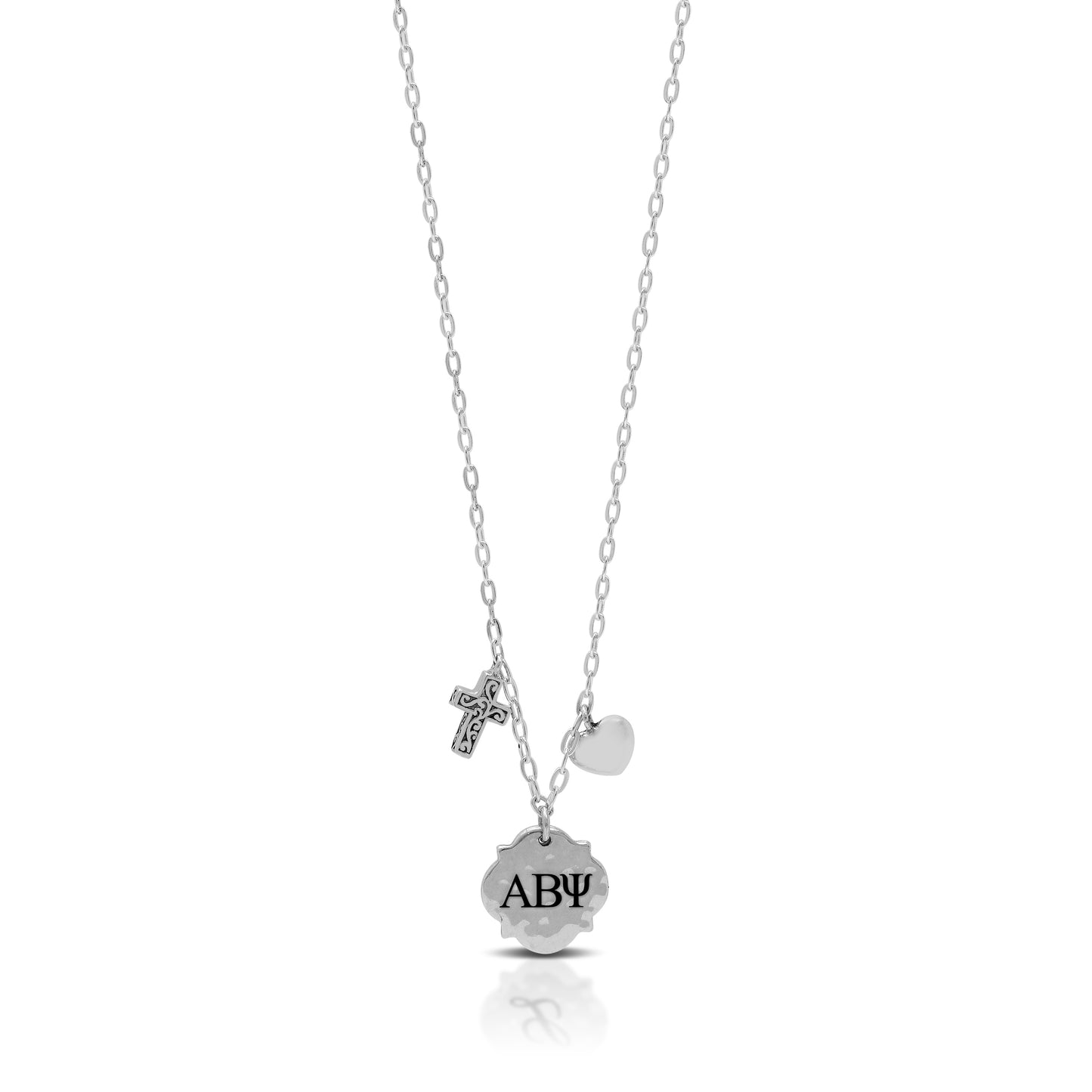 Personalized Cross & Heart with Scroll Alhambra Charms "ABY" Necklace (16''-18'')