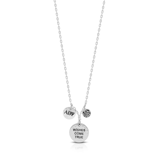 Personalized "Wishes Come True" Disc with Hammered "ABY" Disc Necklace (16''-18'')
