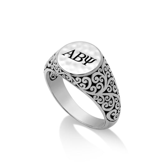 "ABY" Small Round Alphabet Signet Ring