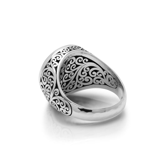 "ABY" Large Round Alphabet Signet Ring