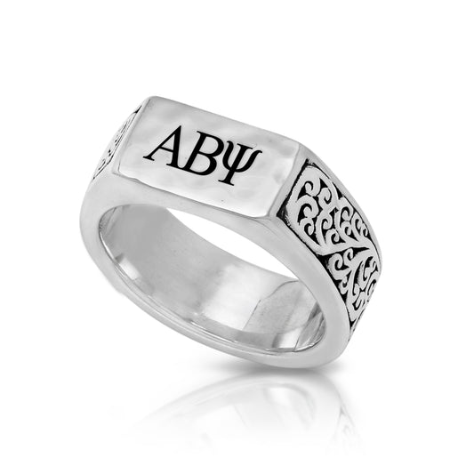 "ABY" Rectangular Alphabet Signet Ring